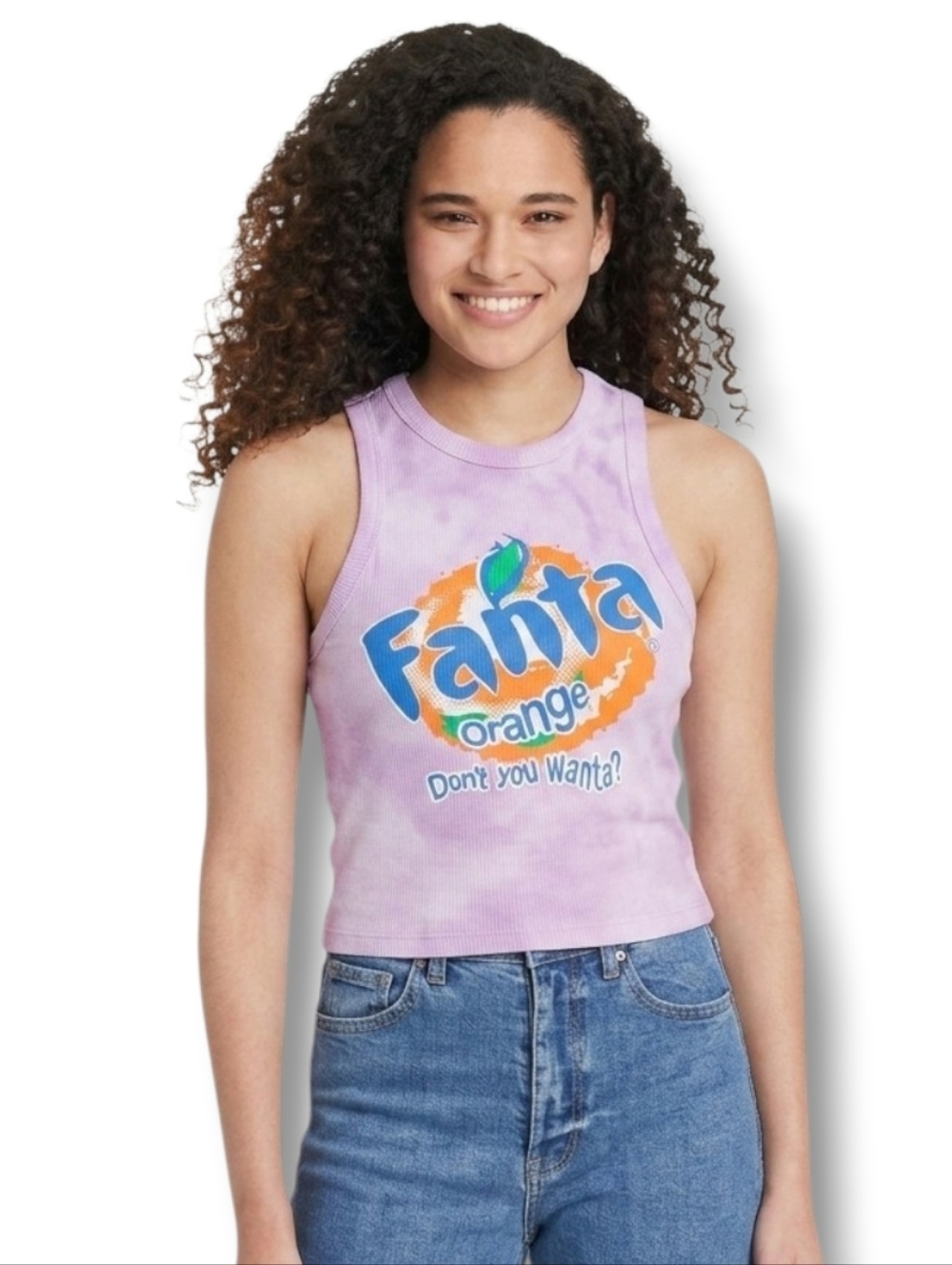 Coca-Cola Juniors Fanta “Do You Wanta!” Purple Tie-Dye Racerback Tank Top New